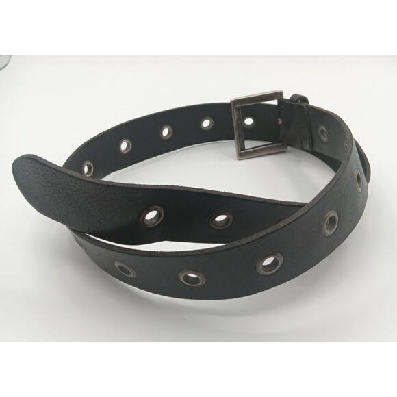 Genuine Leather Belt Women 32 (M) Black Western Cowgirl Boho Eyelets Statement - Picture 6 of 9